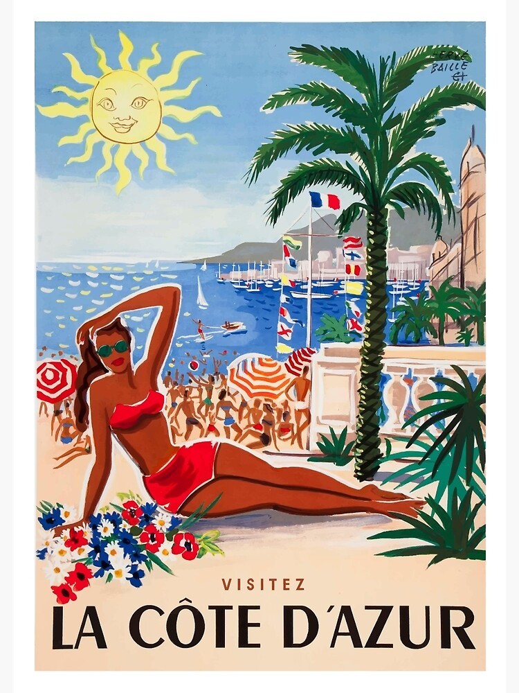 Affiche rétro Visitez la Côte d'Azur